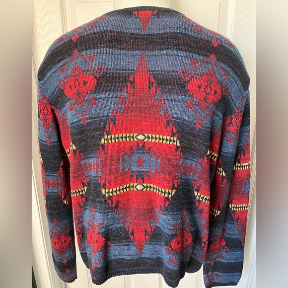 Vintage Ralph Lauren Denim & Supply Cotton Henley Sweater Aztec Southwestern - Picture 6 of 13